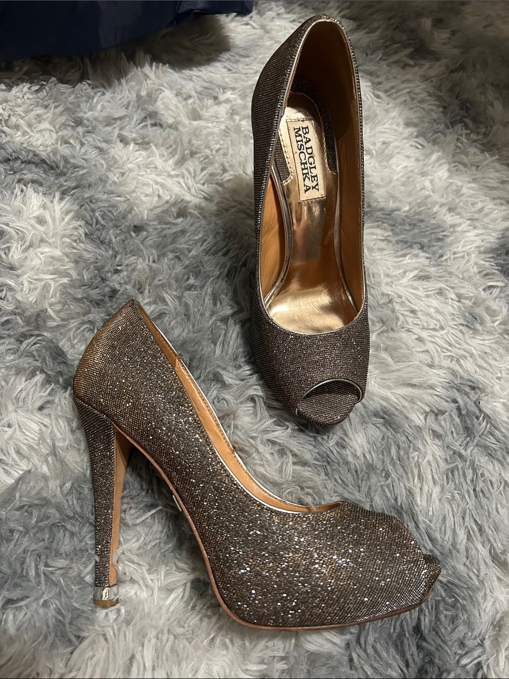 Badgley Mischka Glitter Peep-Toe Pumps